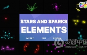 FCPX插件 12组卡通星星火花图形动画Stars Sparks Pack