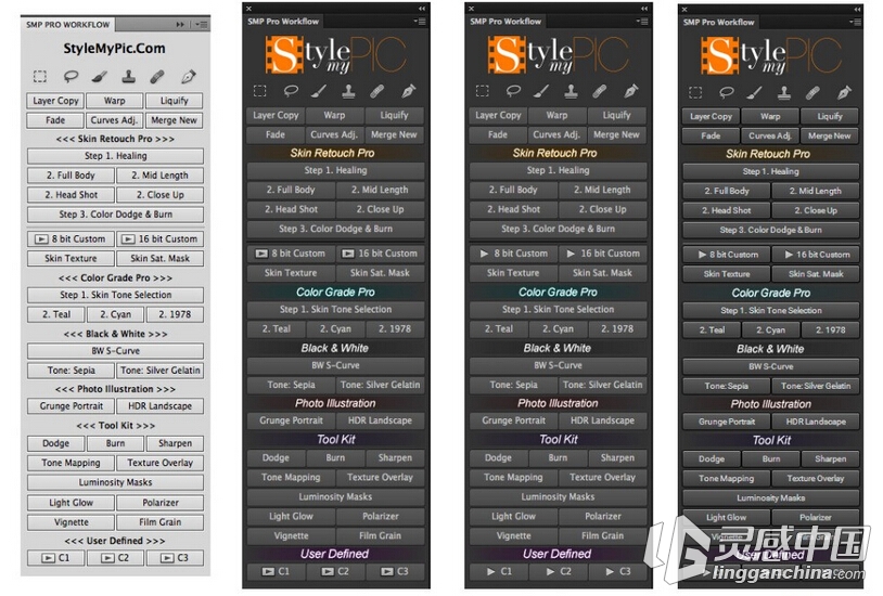 PS颜色分级/高端皮肤修饰扩展 SMP Workflow Panel 支持CC2015  灵感中国网 www.lingganchina.com