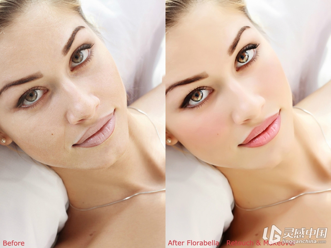 大师美白磨皮PS动作Florabella Retouch Makeover Actions（视频教程）  灵感中国网 www.lingganchina.com