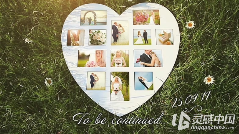 清新明媚的草地花丛中婚礼相框展示AE模板VideoHive Our Love Story Photo Gallery  灵感中国网 www.lingganchina.com