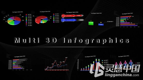 三维统计信息图表展示动画AE模板Videohive Multi 3D Infographics cs5  灵感中国网 www.lingganchina.com