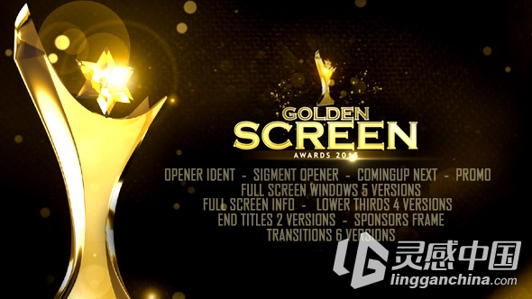 金色场景颁奖包装动画AE模板 Videohive Golden Screen Awards  灵感中国网 www.lingganchina.com