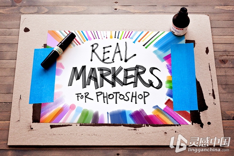 马克笔PS笔刷 REAL MARKERS FOR PHOTOSHOP [附演示视频]  灵感中国网 www.lingganchina.com