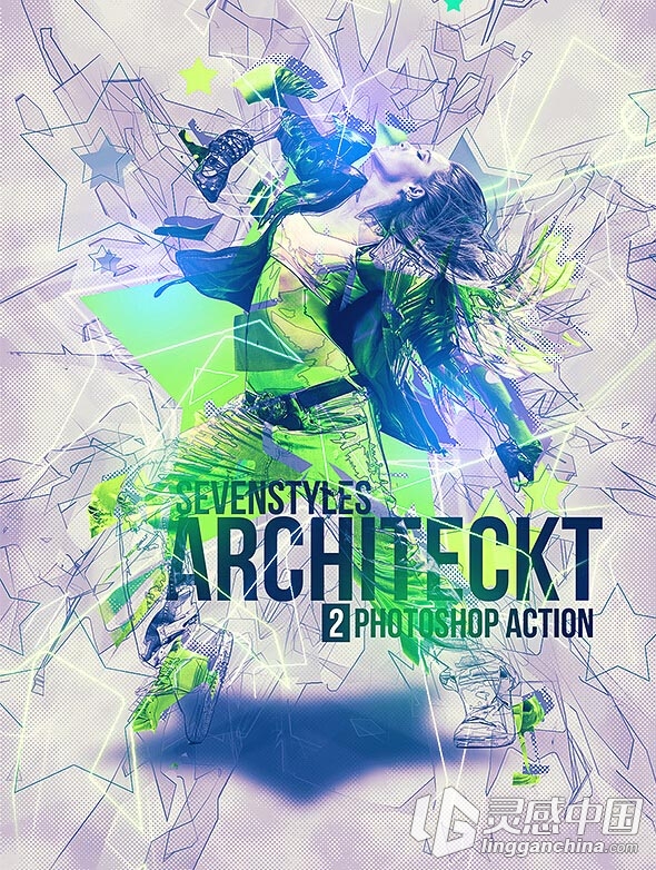 绚丽几何光效动作 2(Architekt 2 Photoshop Actions)(附教程)  灵感中国网 www.lingganchina.com