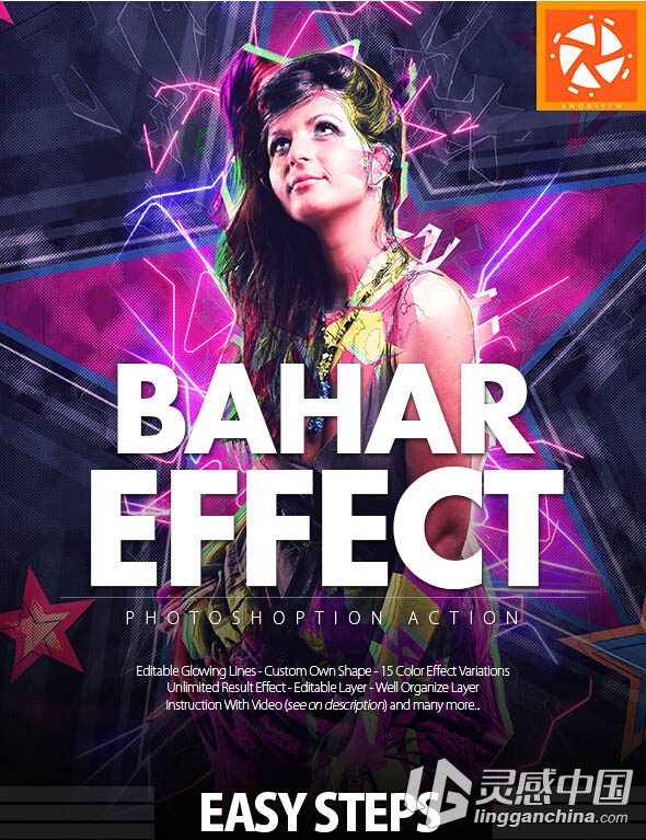 异形光效PS动作 Bahar Effect Photoshop Action（附视频教程）  灵感中国网 www.lingganchina.com