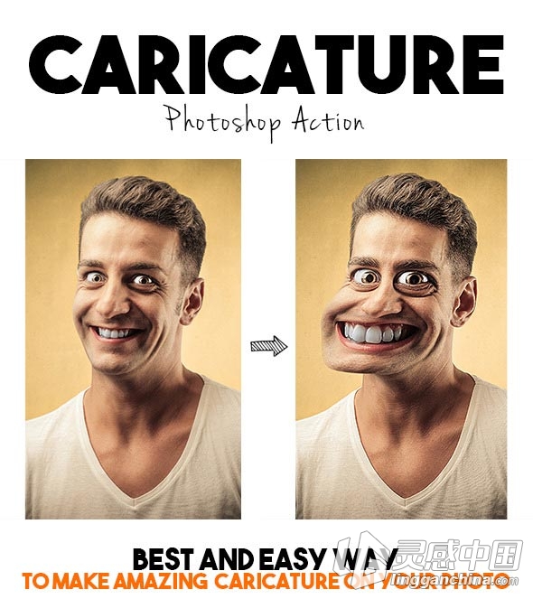 超酷漫画作品PS动作 Caricature Photoshop Action(附视频教程)  灵感中国网 www.lingganchina.com