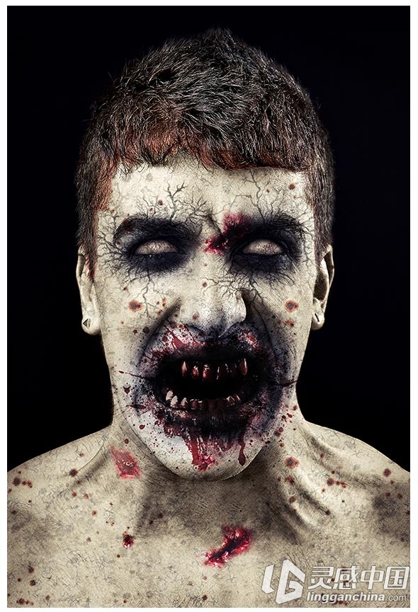 僵尸恐怖PS动作Zombie Photoshop Action(附视频教程)  灵感中国网 www.lingganchina.com