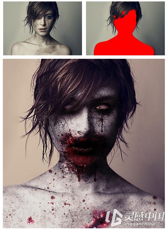 僵尸恐怖PS动作Zombie Photoshop Action(附视频教程)  灵感中国网 www.lingganchina.com