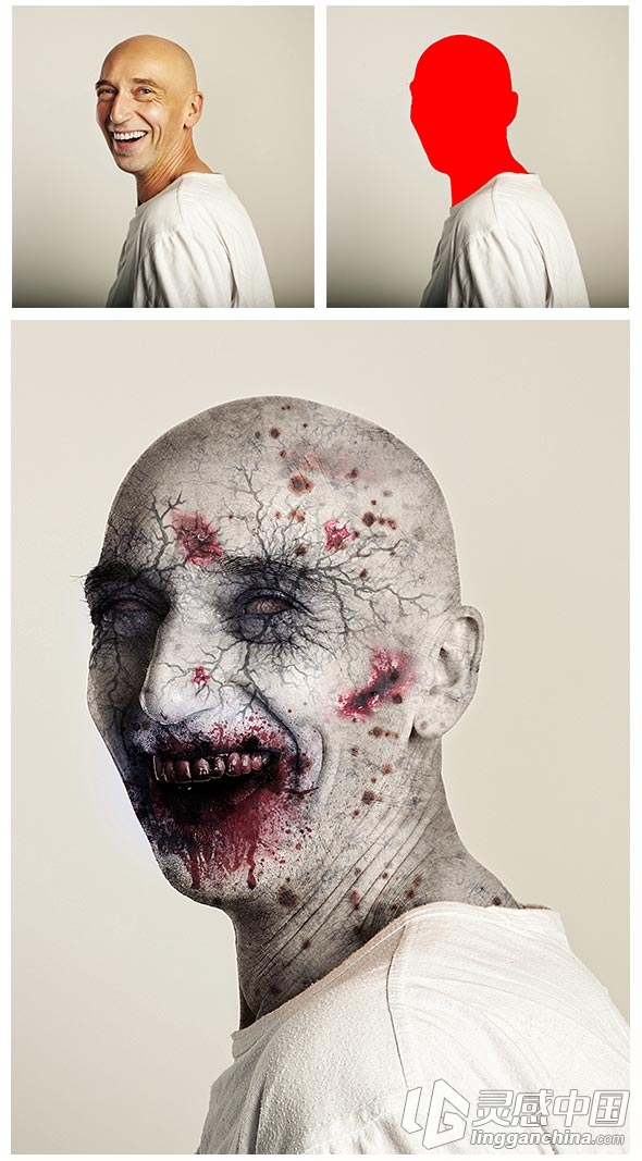 僵尸恐怖PS动作Zombie Photoshop Action(附视频教程)  灵感中国网 www.lingganchina.com