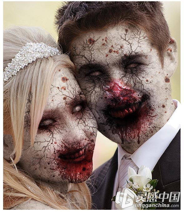 僵尸恐怖PS动作Zombie Photoshop Action(附视频教程)  灵感中国网 www.lingganchina.com