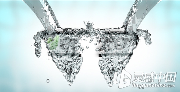 液体水注入飞溅水珠标志动画AE模板 Videohive water splash logo Reveal  灵感中国网 www.lingganchina.com