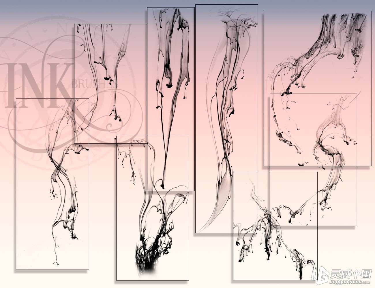 Ron's 高清水墨烟雾缠绕笔刷 Ron's Ink  灵感中国网 www.lingganchina.com