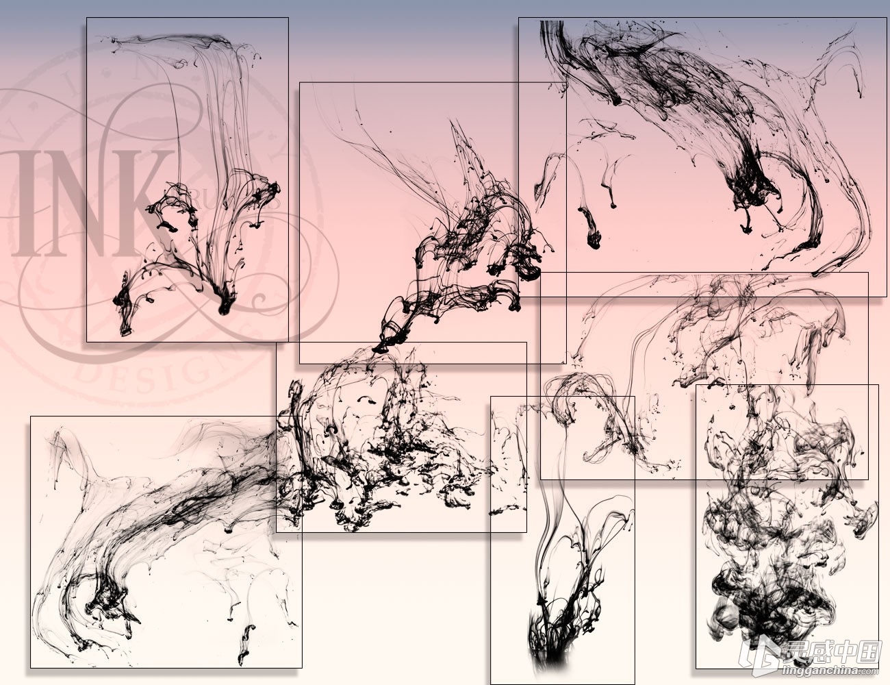 Ron's 高清水墨烟雾缠绕笔刷 Ron's Ink  灵感中国网 www.lingganchina.com