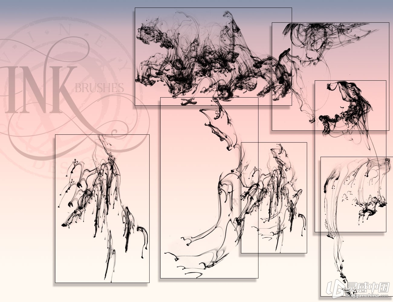 Ron's 高清水墨烟雾缠绕笔刷 Ron's Ink  灵感中国网 www.lingganchina.com