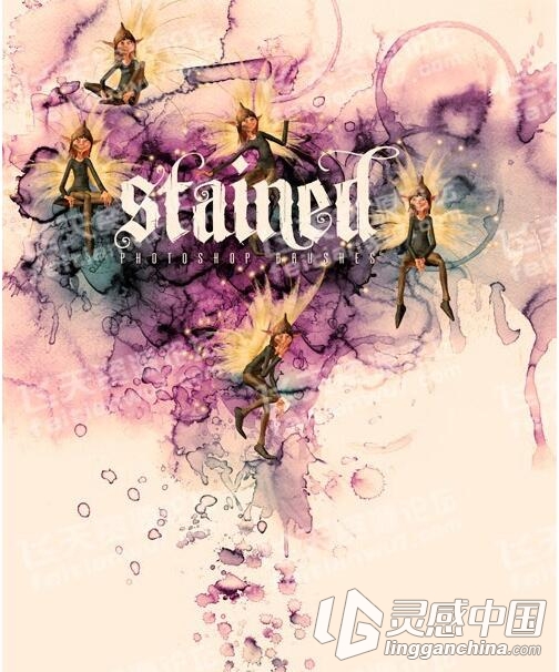 Ron's 怀旧褪色污迹纹理PS笔刷 Ron's Stained Brushes  灵感中国网 www.lingganchina.com