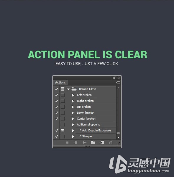 超酷破碎玻璃飞溅PS动作 Broken Glass PS Actions（附视频教程）  灵感中国网 www.lingganchina.com