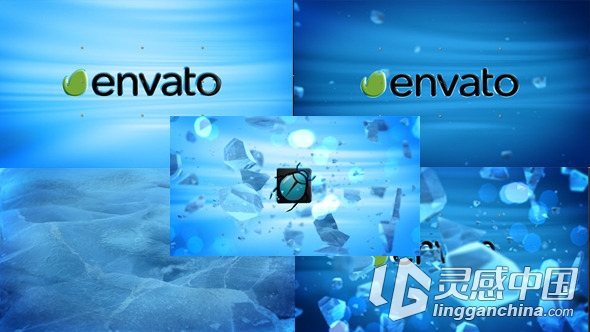 蓝色冰暴logo动画展示模版 Videohive Ice Explosion  灵感中国网 www.lingganchina.com