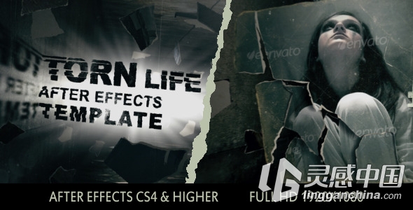 撕裂生命展示动画AE模板 Videohive Torn Life  灵感中国网 www.lingganchina.com