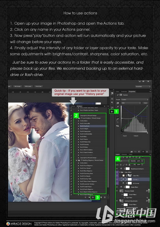 国外商业婚礼幻想调色PS动作套装 Photo Actions Wedding Fantasy  灵感中国网 www.lingganchina.com