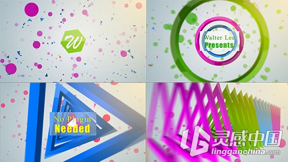 多彩时尚Logo定格展示动画AE模板 Videohive Shape Logo Reveal 5 In 1  灵感中国网 www.lingganchina.com