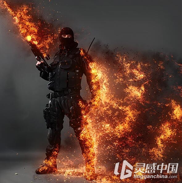 超酷火焰火苗火灾爆炸场景PS动作（附视频教程） FireStorm Photoshop Action  灵感中国网 www.lingganchina.com