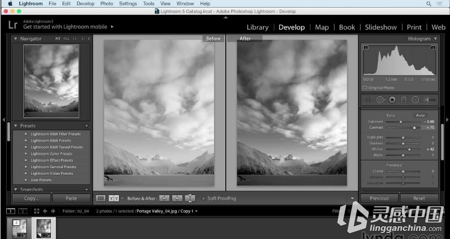 Lightroom 创建黑白景观照片教程Creating Black and White Landscape Photos with ...  灵感中国网 www.lingganchina.com