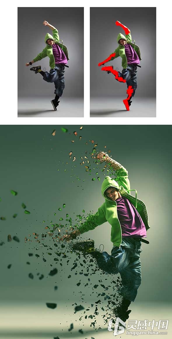 超酷3D粒子分散PS动作 3D Dispersion PS Action（附视频教程）  灵感中国网 www.lingganchina.com