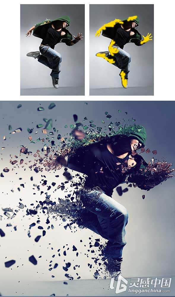 超酷3D粒子分散PS动作 3D Dispersion PS Action（附视频教程）  灵感中国网 www.lingganchina.com