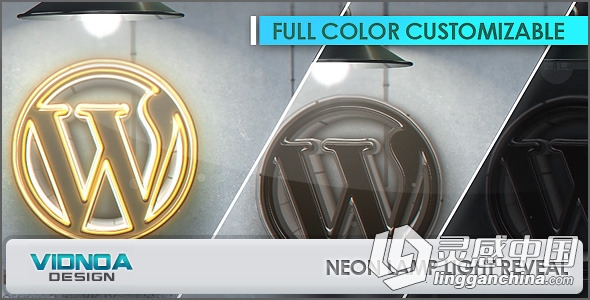 霓虹灯开关Logo演绎动画AE模板 Videohive Neon Lamp Light Reveal  灵感中国网 www.lingganchina.com