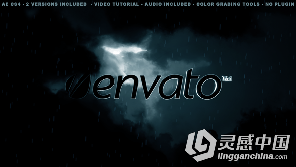 暗黑雷雨天空Logo演绎动画AE模板 Videohive Cinematic Dark Sky Logo Opener  灵感中国网 www.lingganchina.com