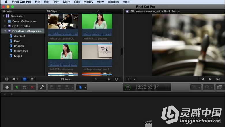 Final Cut Pro 10.2.x基础入门训练视频教程Getting Started with Final Cut Pro 10...  灵感中国网 www.lingganchina.com