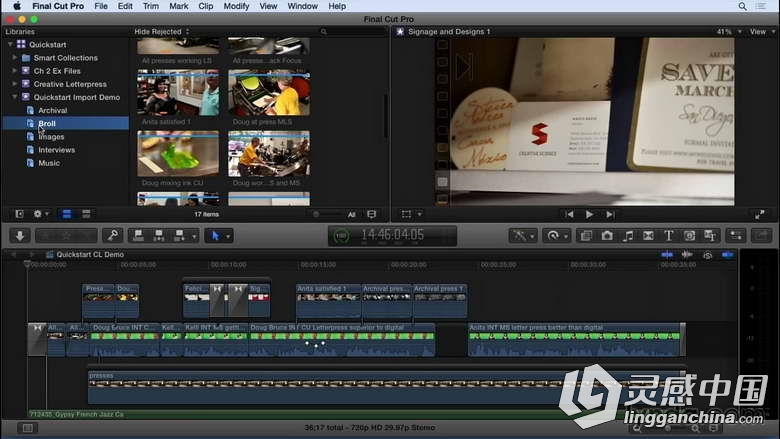 Final Cut Pro 10.2.x基础入门训练视频教程Getting Started with Final Cut Pro 10...  灵感中国网 www.lingganchina.com