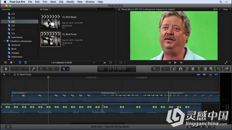 Final Cut Pro 10.2.x基础入门训练视频教程Getting Started with Final Cut Pro 10...  灵感中国网 www.lingganchina.com