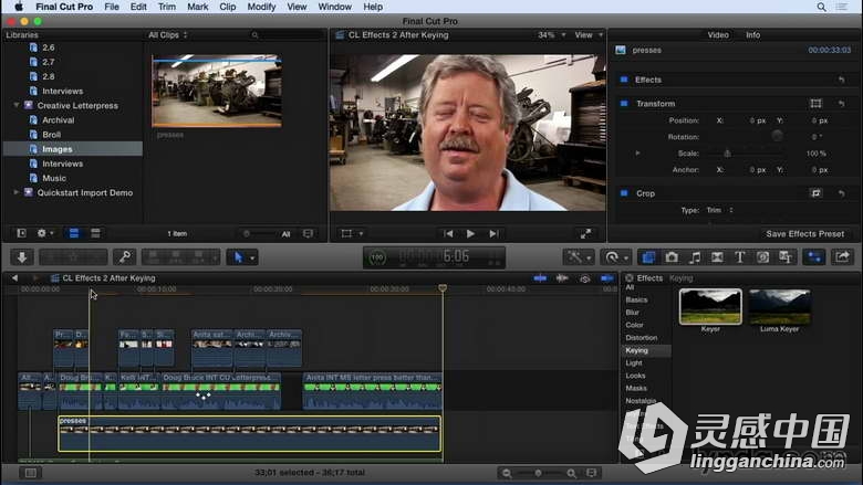 Final Cut Pro 10.2.x基础入门训练视频教程Getting Started with Final Cut Pro 10...  灵感中国网 www.lingganchina.com