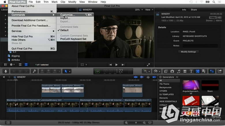 Final Cut Pro X快捷键使用技巧视频教程Final Cut Pro X Guru Keyboard Shortcuts  灵感中国网 www.lingganchina.com