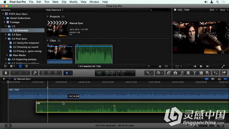 Final Cut Pro X声音同步技术训练视频教程 Final Cut Pro X Guru Sync Sound Workflow  灵感中国网 www.lingganchina.com