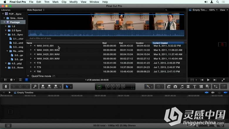 Final Cut Pro X声音同步技术训练视频教程 Final Cut Pro X Guru Sync Sound Workflow  灵感中国网 www.lingganchina.com