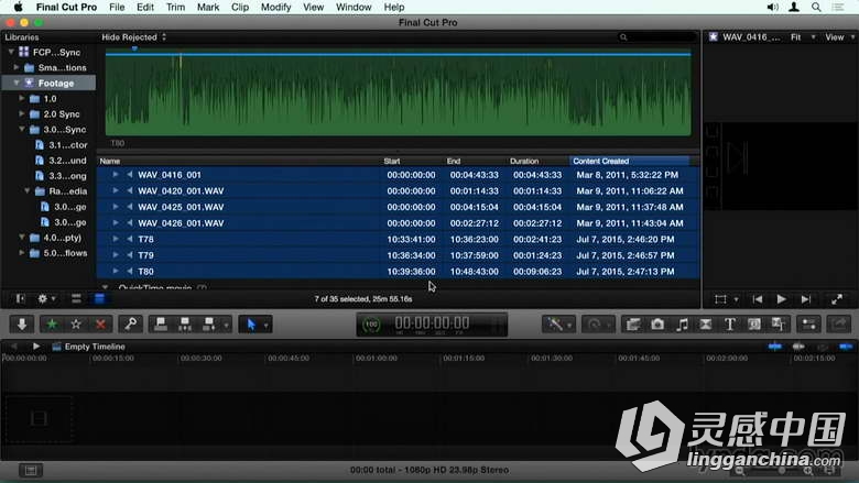 Final Cut Pro X声音同步技术训练视频教程 Final Cut Pro X Guru Sync Sound Workflow  灵感中国网 www.lingganchina.com