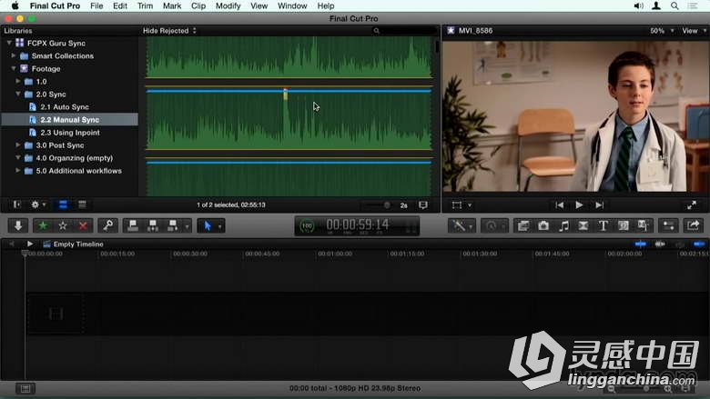 Final Cut Pro X声音同步技术训练视频教程 Final Cut Pro X Guru Sync Sound Workflow  灵感中国网 www.lingganchina.com