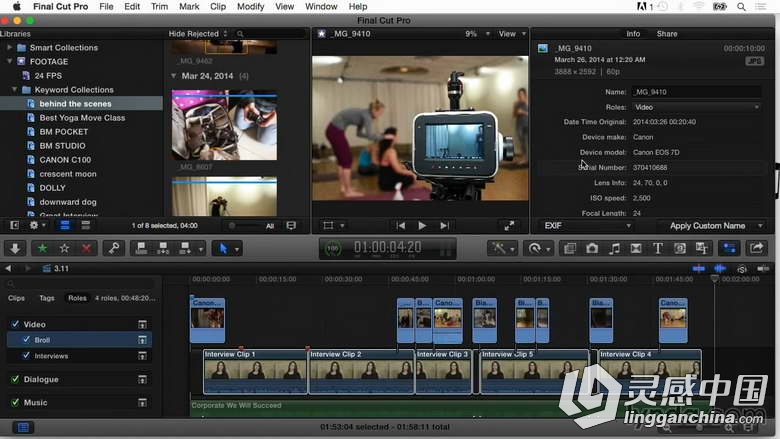 Final Cut Pro X高效剪辑技巧视频教程 Final Cut Pro X Guru Organizing Assets  灵感中国网 www.lingganchina.com