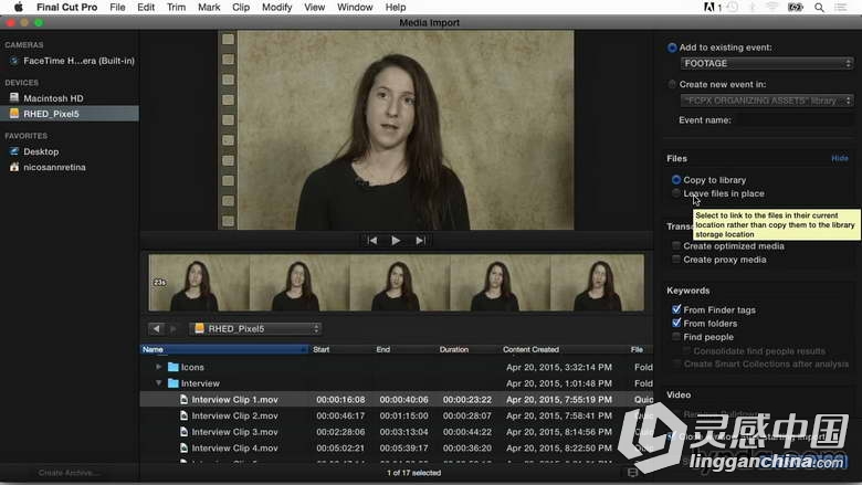 Final Cut Pro X高效剪辑技巧视频教程 Final Cut Pro X Guru Organizing Assets  灵感中国网 www.lingganchina.com