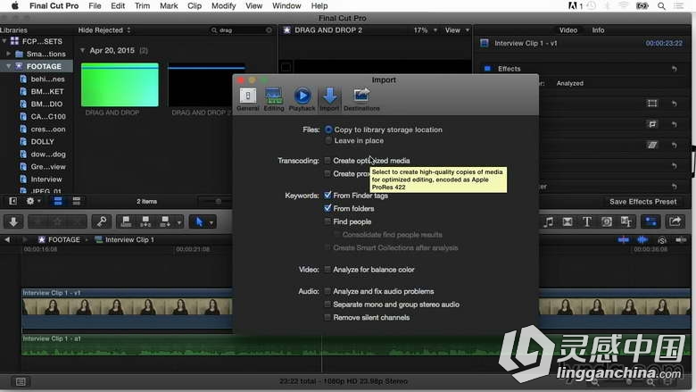 Final Cut Pro X高效剪辑技巧视频教程 Final Cut Pro X Guru Organizing Assets  灵感中国网 www.lingganchina.com