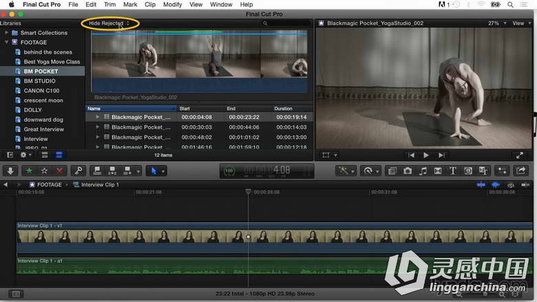 Final Cut Pro X高效剪辑技巧视频教程 Final Cut Pro X Guru Organizing Assets  灵感中国网 www.lingganchina.com