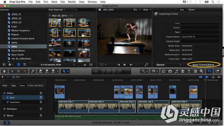 Final Cut Pro X高效剪辑技巧视频教程 Final Cut Pro X Guru Organizing Assets  灵感中国网 www.lingganchina.com