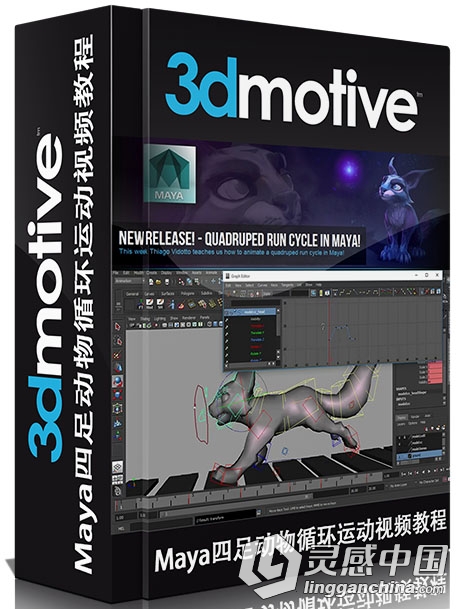 Maya四足动物循环运动视频教程 3DMotive Quadruped Run Cycle in Maya  灵感中国网 www.lingganchina.com