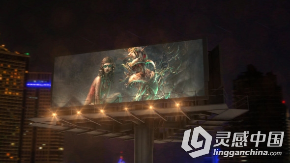 不夜城广告牌宣传动画AE模板 Videohive Billboard In Night City  灵感中国网 www.lingganchina.com