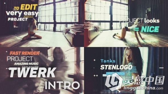 超酷时尚宣传动画AE模板 Videohive Twerk Intro  灵感中国网 www.lingganchina.com