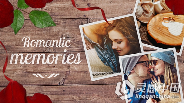 浪漫回忆木纹玫瑰相册动画AE模板 Videohive Romantic Memories  灵感中国网 www.lingganchina.com