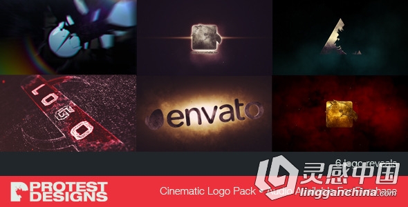 6组影视级片头Logo演绎动画AE模板 Videohive Cinematic Logo Pack  灵感中国网 www.lingganchina.com