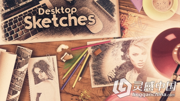 温馨桌面草图相册动画AE模板 Videohive Desktop Sketches  灵感中国网 www.lingganchina.com